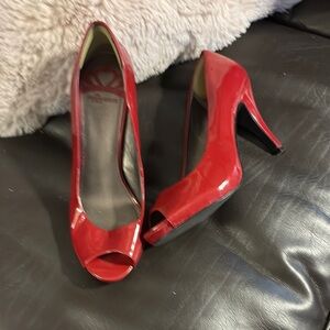 Elegant Red Peep-Toe Heels